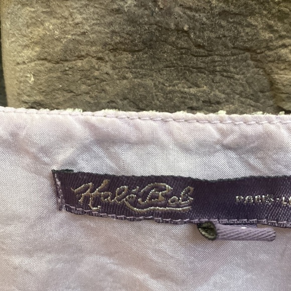 Hale Bob hunter green v neck top with purple lace detail. Size small. - Picture 9 of 14